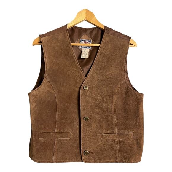 Men's Brown Suede Leather Western Cowboy Vest Small Yellowstone Rustic Rodeo - Picture 1 of 4